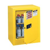 Justrite Benchtop Flammable Safety Cabinet - 890500 - 24 Aerosol Cans - Manual Close Door - Yellow
