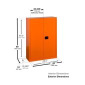 Justrite Emergency Preparedness Storage Cabinet - 860001 - Manual Close Doors - Orange