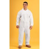 Keystone Keyguard White Coverall - Open Wrists and Ankles - Zipper Front - Single Collar - 25 Pack - Large - (CLOSEOUT)