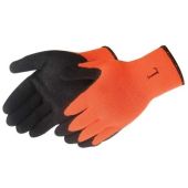 Liberty 4729HO A-Grip Textured Black Latex Coated Gloves - 10 Gauge - Hi Vis Orange - Dozen