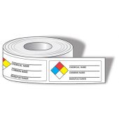 NFPA Diamond Identifier Roll Labels - Common Chemical Identifier - 1-1/2" x 3-7/8" - 500 Roll