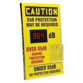 OSHA Caution Decibel Meter Sign With Ear Plug Dispenser - 20" x 12"