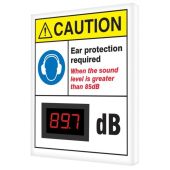 OSHA Caution Industrial Decibel Meter Sign: Ear Protection Required When The Sound Is Greater Than 85 dB - 12" x 10"