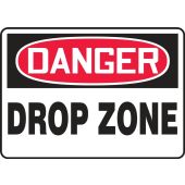 OSHA Danger Safety Sign: Drop Zone - Plastic - 10" x 14"