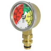 PIC 509L Long Wall Mining Gauge, 2" Dial, Silicone Filled, 3/8" Steck-O Quick Connecto Lower Mount Conn., Forged Brass Case, Brass Internals