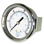 PIC Gauge 103D-354, 3-1/2" Dial, Dry, 1/4" Center Back Mount w/ U-Clamp Conn., Chrome Plated Steel Case and Bezel, Brass Internals 