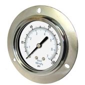 PIC Gauge 104D-158, 1-1/2" Dial, Dry, 1/8" Center Back Mount w/ Front Flange Conn., Chrome Plated Steel Case and Bezel, Brass Internals