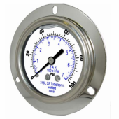 PIC Gauge 304LFW-254, 2-1/2" Dial, Glycerine Filled, 1/4" Center Back Mount w/ Front Flange Conn., Stainless Steel Case, 316 Stainless Steel Internals