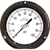 PIC Gauge 4502 Series, 4-1/2" Dial, Solid Front/Blow-Out Back Safety Case, Lower Back Mount, Liquid Fillable, Phenolic Case, 316 Stainless Steel Internals