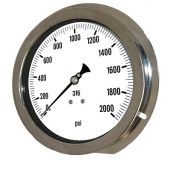 PIC Gauge 6004-4R, Heavy Duty, 6" Dial, 1/4" Lower Back Front Flange Panel Mount Conn., Stainless Steel Case, 316 Stainless Steel Internals