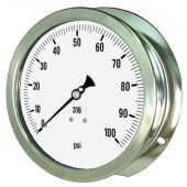 PIC Gauge 6009-4L, Heavy Duty, 6" Dial, 1/4" Lower Back, Back Flange Panel Mount Conn., Stainless Steel Case, 316 Stainless Steel Internals