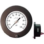 PIC Gauge 6504 Series, 6" Dial, Dry, Solid Front/Blow-Out Back Safety Case, Lower Back Panel Mount, Aluminum Case (Hinged Ring), 316 Stainless Steel Internals