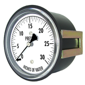 PIC Gauge LP3 Series, Low Pressure, 2-1/2" Dial, 1/4" Center Back Mount w/ U-Clamp Conn., Chrome Plated Steel Case, Brass Internals