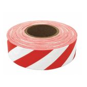 Presco SWR-200 Flagging Tape - White/Red - 1 3/16 in x 300 ft - Diagonal Stripes