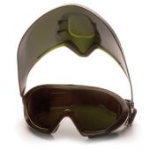 Pyramex Capstone Goggle - 5.0 IR Filter Anti-Fog Lens with Green Tinted Face Shield Attachment 