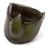 Pyramex Capstone Goggle - 5.0 IR Filter Anti-Fog Lens with Green Tinted Face Shield Attachment 