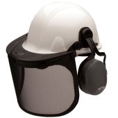 Pyramex FORKIT10SL Forestry Kit - White SL Series Cap Style Hard Hat with Face Shield and Ear Muffs 