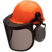 Pyramex FORKIT41SL Forestry Kit - Orange SL Series Cap Style Hard Hat with Face Shield and Ear Muffs 