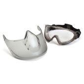 Pyramex GG504DTSHIELD Capstone Goggle - Gray Frame - Clear H2X Anti-Fog Dual Lens with Face Shield Attachment