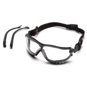 Pyramex PYGB1810ST V2G Safety Glasses, Black Frame, Clear Lens, Anti-Fog, 1 Pair