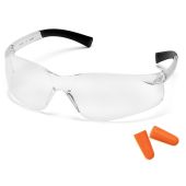 Pyramex PYS2510SNDP Mini Ztek Safety Glasses - Clear Frame - Clear Lens w/ DP1000 Ear Plugs