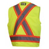 Pyramex RCMS2810 Hi Vis Yellow Surveyor Safety Vest - X Back - Type R - Class 2 - XLarge - (CLOSEOUT - LIMITED STOCK)