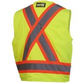 Pyramex RCMS2810SE Hi Vis Yellow Surveyor Safety Vest - Self Extinguishing - X Back - Type R - Class 2 - (CLOSEOUT - LIMITED STOCK AVAILABLE)-3X