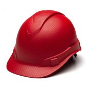 Pyramex Ridgeline HP44121 Red Graphite Pattern Hard Hat - Cap Style - 4 Pt Ratchet Suspension