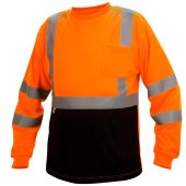 Pyramex RLTS3120B Hi Vis Orange Black Bottom - Long Sleeve Safety Shirt - Type R - Class 3