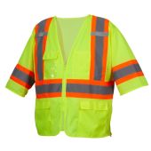Pyramex RVZ3610 Type R - Class 3 Hi-Vis Yellow Safety Vest with Clear Pocket