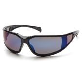 Pyramex SB5175DT Exeter Safety Glasses - Glossy Black Frame - Blue Mirror Anti-Fog Lens  