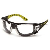 Pyramex SBGR9610STMFP Endeavor Plus Dielectric Safety Glasses - Black/Green Foam Padded Frame - Clear H2MAX Anti-Fog Lens 