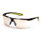 Pyramex SBL10580D Flex-Lyte Safety Glasses - Black/Lime Frame - Indoor/Outdoor Mirror Lens 