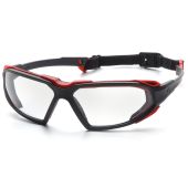 Pyramex SBR5010DT Highlander Safety Glasses - Black / Red Frame - Clear Anti-Fog Lens (CLOSEOUT)