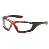 Pyramex SBR8710DTP Accurist Safety Glasses - Black / Red Frame - Clear Anti-Fog Lens