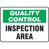 Quality Control Sign - INSPECTION AREA - Plastic - 7" x 10"