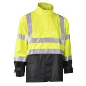 Radians RW07J Hi Vis Yellow Safety Rain Jacket w/ Detachable Hood- Type R - Class 3 - (CLOSEOUT)
