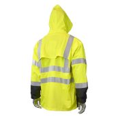 Radians RW07J Hi Vis Yellow Safety Rain Jacket w/ Detachable Hood- Type R - Class 3 - (CLOSEOUT)
