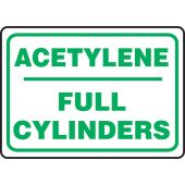 Safety Sign: Acetylene - Full Cylinders - Plastic - 10" x 14"