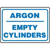 Safety Sign: Argon - Empty Cylinders - Plastic - 10" x 14"