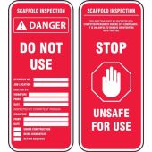 Scaffold Status Safety Tag: Danger Scaffold Incomplete Unsafe For Use - 25/Pack
