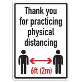 THANK YOU FOR PRACTICING PHYSICAL DISTANCING -Adhesive Vinyl Sign - 14" x 10" 