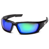 Venture Gear Brevard VGSB1057DTB Safety Glasses - Shiny Black Frame - Green Mirror Anti Fog Lens - (CLOSEOUT)