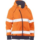 Bisley 323W6819T Hi Vis Orange ANSI Type R Class 2 Women's Contoured Full Zip Hooded Sweatshirt with Sherpa Lining