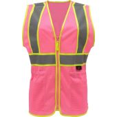 GSS 7806 Pink with Hi Vis Yellow Trim Ladies Safety Vest - Non-ANSI - (CLOSEOUT)