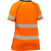 PIP Bisley Hi Vis Orange ANSI Type R Class 2 Women's Short Sleeve T-Shirt with Navy Bottom