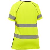 PIP Bisley Hi Vis Yellow ANSI Type R Class 2 Women's Short Sleeve T-Shirt with Navy Bottom