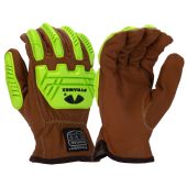 Pyramex GL3009CKB Goatskin Leather Driver Gloves - Arc Flash Rated - TPR Impact Protection - 360 A4 Para-Aramid Cut Glove - Pair 