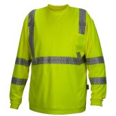 Pyramex RLTS3310 Hi Vis Yellow Safety Shirt - Long Sleeve - UPF 30+ - Segmented Reflective Striping - Mic Tabs - Front Pocket - Type R - Class 3 