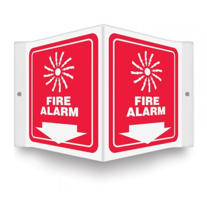 AccuForm PSP620 Plastic 3D Projection Sign - Fire Alarm (Graphic And Down Arrow) - 6" x 5" 
